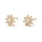 Clear Cubic Zirconia Flower Stud Earrings, Brass Jewelry for Women, Lead Free & Cadmium Free, Real 18K Gold Plated, 9mm, Pin: 0.8mm