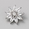 1-Hole Alloy Micro Pave Clear Cubic Zirconia Shank Buttons, Flower, Platinum, 16~17.5x8.5mm, Hole: 1.8mm