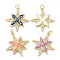 Brass Micro Pave Clear Cubic Zirconia Pendants, Cadmium Free & Lead Free, with Synthetic Opal and Jump Ring, Real 18K Gold Plated, Star, Mixed Color, 25.5x24x2.7mm, Hole: 3.6mm