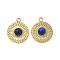 Natural Lapis Lazuli Pendants, Flat Round Charms, with PVD Vacuum Plating Real 18K Gold Plated 201 Stainless Steel Findings, 17x14.5x3.5mm, Hole: 1.8mm
