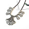 Ethnic Style Alloy Pendant Bib Necklaces, Antique Silver, Leaf, 17.72 inch(45cm)