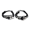 Natural Natural Obsidian Multi-strand Bracelets, Adjustable PU Leather Braided Cord Bracelets for Unisex, Inner Diameter: 2-3/8~2-7/8 inch(5.9~7.3cm)