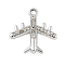 Alloy Rhinestone Pendants, UV Plated, AirPlane, Platinum, 18.5x18.5x3mm, Hole: 2mm