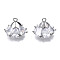 Brass Inlaid Clear Cubic Zirconia Charms, Cadmium Free & Nickel Free & Lead Free, Flower, Platinum, 12x15x15mm, Hole: 1.5mm
