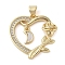 Brass Micro Pave Clear Cubic Zirconia Pendants, Cadmium Free & Lead Free, with Shell, Heart, Real 18K Gold Plated, 23.5x24.5x4mm, Hole: 4x3.5mm