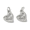 Brass Micro Pave Clear Cubic Zirconia Pendants, Cadmium Free & Nickel Free & Lead Free, Heart, with Jump Ring, Platinum, 11x11x1.5mm, Hole: 5.5mm