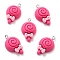Resin Pendants, with Platinum Tone Iron Loop, Lollipop with Bowknot, Cerise, 26x15.5x7mm, Hole: 2mm