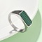 316L Stainless Steel Natural Malachite Finger Rings for Women, Rectangle, US Size 9(18.9mm)