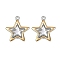 304 Stainless Steel Pendants, Ion Plating(IP), Star Charms, Real Gold Plated & Stainless Steel Color, 27.5x24.5x3mm, Hole: 2mm