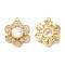 Brass Micro Pave Cubic Zirconia and Glass Charms, Cadmium Free & Nickel Free & Lead Free, Flower, Real 18K Gold Plated, 20x17x5mm, Hole: 1mm
