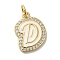 Brass Micro Pave Cubic Zirconia Pendants, Cadmium Free & Nickel Free & Lead Free, with Jump Rings, Real 18K Gold Plated, Letter D, 19x14x2mm, Hole: 3.8mm