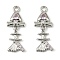Brass Micro Pave Cubic Zirconia Pendants, Cadmium Free & Nickel Free & Lead Free, Fish Bone, Platinum, 20x8x2.5mm, Hole: 1.4mm