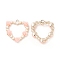 Alloy Pendants, Heart Charms, with ABS Imitation Pearl Beads and Resin, Rose Gold, Pink, 29x27.5x5mm, Hole: 2.3mm