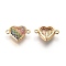 Brass Cubic Zirconia Links connectors, Heart, Colorful, Golden, 11x17x4mm, Hole: 1mm