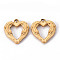 304 Stainless Steel Pendants, Feather Heart, Golden, 22x21x3mm, Hole: 1.6mm
