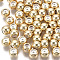 Brass Beads, with Rubber Inside, Slider Beads, Nickel Free, Round, Real 18K Gold Plated, 6x4.5mm, Hole: 2.5mm, Rubber Hole: 1.2mm