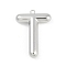 304 Stainless Steel Pendants, Letter Charm, Letter T, 38x26.5x6.5mm, hole: 2.1mm