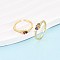 Brass Micro Pave Cubic Zirconia Cuff Rings for Women, Rectangle, Real 18K Gold Plated, 5mm