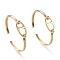 Brass Cuff Bangles, Oval, Real 18K Gold Plated, Inner Diameter: 2x2-3/8 inch(5x5.9cm), 4mm