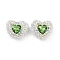 Polymer Clay Glass Rhinestone Beads, Heart Focal Beads for DIY Jewelry, Keychains and Beadable Pens, Peridot, 20x24x13mm, Hole: 1.8mm