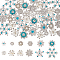 48Pcs 12 Styles Alloy Rhinestone Cabochons, with Plastic Imitation Pearl Beads, Snowflake & Flower, Mixed Color, 11~37x14~37x2.5~9.5mm, 4pcs/style