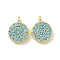 Rack Plating Brass Micro Pave Cubic Zirconia Charms, Long-Lasting Plated, Lead Free & Cadmium Free, Flat Round, Real 18K Gold Plated, 8.5x6.5x2mm, Hole: 0.8mm