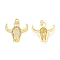 Rack Plating Brass Micro Pave Cubic Zirconia Pendants, with Jump Ring, Cadmium Free & Lead Free, Long-Lasting Plated, Cattle Head Charm, Real 18K Gold Plated, 24x25.5x5mm, Hole: 3mm