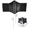 1Pc PU Leather Wide Elastic Corset Belts, Lace up Tied Waist Belt for Women Girl, Black, 29-7/8 inch(76cm)