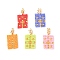 Handmade Loom Pattern MIYUKI Glass Seed Beads, Rectangle Pendants, with Golden Loop, Mixed Color, 18x10x2mm, Hole: 0.7mm