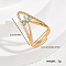 Brass Micro Pave Cubic Zirconia Finger Rings for Women, V-shaped with Flower, Deep Sky Blue, 25mm, Inner Diameter: 16mm~18mm