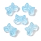 Transparent Spray Paint Glass Beads, Bowknot, Light Sky Blue, 9.5x14x6.5mm, Hole: 1mm