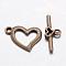 Alloy Toggle Clasps, Cadmium Free & Lead Free, Heart, Antique Bronze, 15x19mm, 22x9mm, Hole: 1.8mm