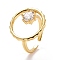 Hollow Ring with Cubic Zirconia Cuff Ring, Real 18K Gold Plated Brass Wide Solitaire Ring for Women, Lead Free & Cadmium Free, Clear, US Size 6(16.5mm)