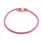 Braided Round Imitation Leather Bracelets Making, with Golden Tone Brass Beads, Medium Violet Red, Inner Diameter: 2-7/8 inch(7.45cm)