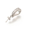 Brass Micro Pave Clear Cubic Zirconia Fold Over Clasps, Long-Lasting Plated, Platinum, 18x3.5x6.5mm