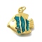 Brass with Enamel Pendants, Lead Free & Cadmium Free, Real 18K Gold Plated, Rack Plating, Fish, Real 18K Gold Plated, 17.5x17x5.5mm, Hole: 3mm