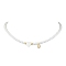 Brass Micro Pave Grade AAA Cubic Zirconia Letter Pendant Necklaces, Heart & Round Baking Painted Pearlized Glass Pearl Beaded Necklaces for Women, Letter U, 15.20 inch(38.6cm)