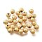 Brass Beads, Long-Lasting Plated, Frosted Round, Nickel Free, Real 18K Gold Plated, 5x4.5mm, Hole: 1.4mm