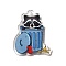 Printed Acrylic Pendants, Raccoon with Trash Charm, Dodger Blue, 37x29x2.2mm, Hole: 1.8mm