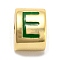 Brass Enamel Beads, Real 18K Gold Plated, Long-Lasting Plated, Lead Free & Cadmium Free, Half Round, Letter E, 11x8x8mm, Hole: 2.7mm