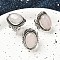 Natural Rose Quartz Adjustable Rings, Lead Free & Cadmium Free, Antique Silver Plated Brass Finger Rings for Women, Oval, 27mm, Inner Diameter: 17mm