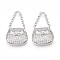 Brass Micro Pave Cubic Zirconia Pendants, Cadmium Free & Lead Free, Bag Charms, Platinum, 28x16x3.2mm, Hole: 1.2mm, bag: 15.5x16x3.2mm