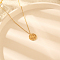 Stylish 304 Stainless Steel Flat Round with Moon Pendant Necklaces for Women's Daily Wear, Golden
