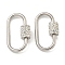 304 Stainless Steel Screw Carabiner Lock Charms, for Necklaces Making, Quick Links, with Polymer Clay Rhinestone, Oval, 26x13x2mm