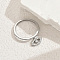 Brass Micro Pave Cubic Zirconia Finger Rings for Women, Evil Eye Dangle Charm Ring, Silver, US Size 8(18.1mm)