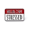 Rectangle with Word Aolly Brooch, Hello, I am Stressed Word Badge for Backpack Clothes, Crimson, 19x30x1.8mm, Pin: 1.2mm