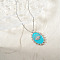 Vintage Brass Pave Clear Cubic Zirconia & Cyan Enamel Crown Eye Pendant Necklaces for Women, Perfect Gift for Girls, Platinum, 15.75 inch(40cm)