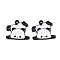 Panda Theme Alloy Enamel Pendants, Black, Panda, 20.5x23x1mm, Hole: 1.8mm