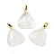 Natural Quartz Crystal Pendants, with Brass Findings, Faceted, Triangle Charms, 23.5x21x6mm, Hole: 7x4mm