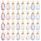 64Pcs 8 Colors Copper Wire Wrapped  Handmade Lampwork Charms, with Gold Foil, Teardrop, Light Gold, Mixed Color, 17~20mm, Hole: 3.5mm, 8pcs/color